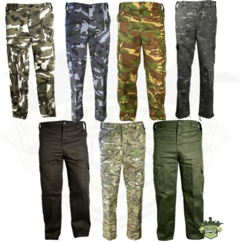 MENS ARMY COMBAT TROUSERS 30-44 CAMO CARGO PANTS BIKER WORKWEAR BLACK URBAN