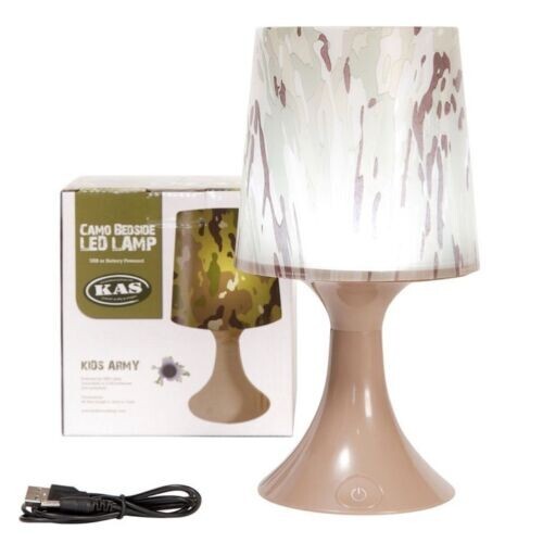 SALE! Camo Bedside LED Lamp Boys Army Camouflage Bedroom Military USB or Battery