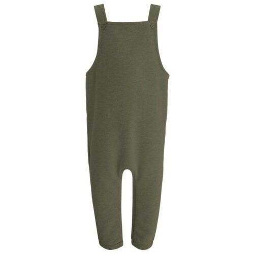 BOYS ARMY KHAKI GREEN FLEECE DUNGAREES Age 3-4 4-5 Years TODDLER KIDS