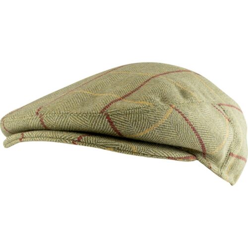 JACK PYKE Wool Blend Tweed Flat Cap Mens Country Hunting Hat Quilted Lining