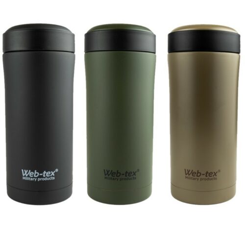 WEB-TEX Ammo Pouch Flask 330ml Stainless Steel Thermal Sealed Mug Hiking Cadet