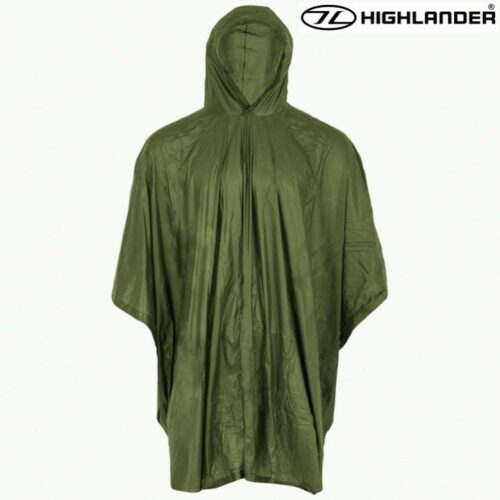 Highlander Multi Purpose Poncho Waterproof Vinyl Hooded Shelter Coat Army Olive
