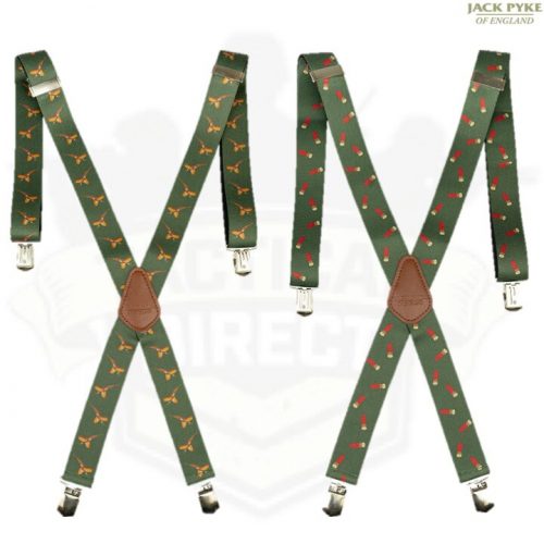 JACK PYKE ELASTICATED BRACES MENS ADJUSTABLE CLIP ON CARTRIDGE PHEASANT HUNTING
