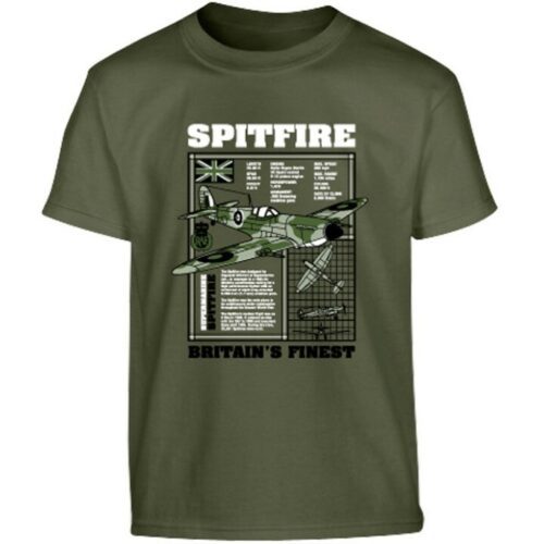 BOYS BRITISH ARMY RAF SPITFIRE T-SHIRT KIDS WW2 ROYAL AIR FORCE MILITARY TOP