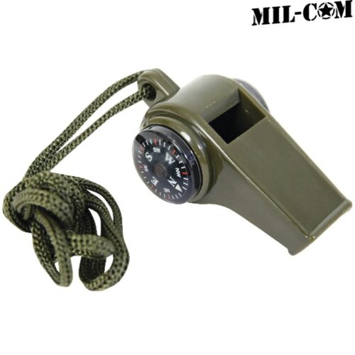 MIL-COM 3 IN 1 WHISTLE ARMY CAMPING SURVIVAL EMERGENCY COMPASS THERMOMETER