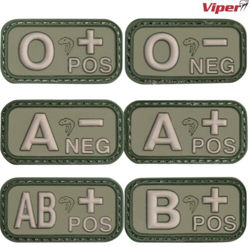 VIPER TACTICAL BLOOD GROUP RUBBER PATCH HOOK & LOOP MEDICAL ARMY BADGE VCAM