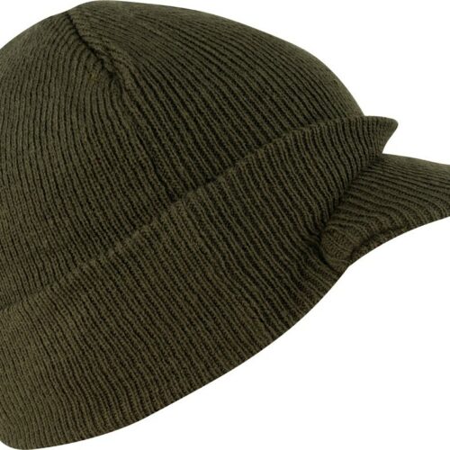 Jack Pyke MENS PEAKED BEANIE HAT Cap US Army Style Warm Knit MILITARY WW2 GREEN