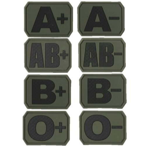 x2 TACTICAL BLOOD GROUP PATCH HOOK & LOOP RUBBER BADGE MEDICAL ARMY AIRSOFT