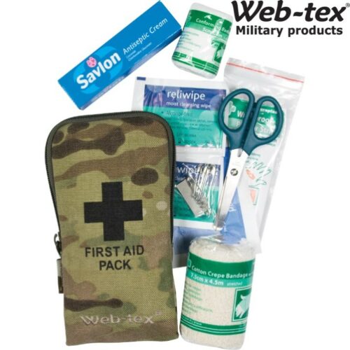 WEB-TEX ARMY SMALL FIRST AID KIT SURVIVAL DRESSING BANDAGE SCISSORS PINS MTP