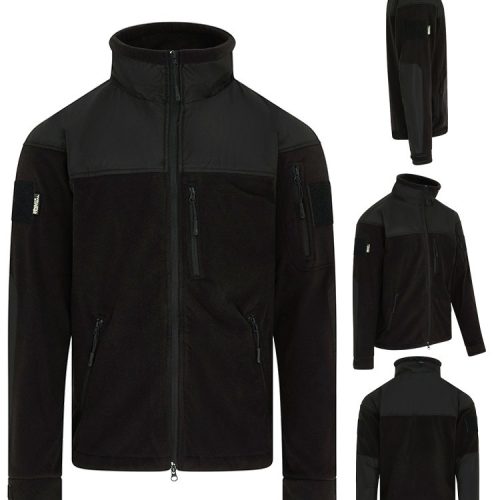 DEFENDER TACTICAL FLEECE JACKET MENS S-3XL ZIP HEAVYWEIGHT THERMAL FLEECE BLACK