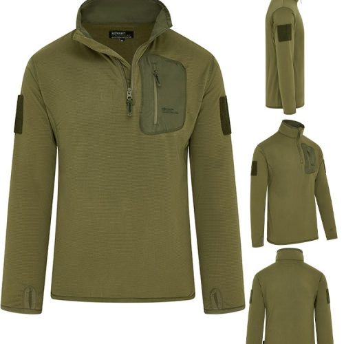 Advanced Mid-Layer Thermal Fleece 1/4 Zip Top MENS S-3XL ARMY UNDERSHIRT GREEN