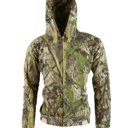 MENS CAMOUFLAGE HUNTING HOODIE S-3XL FULL ZIP JACKET HEDGEROW CAMO HOODY ARMY