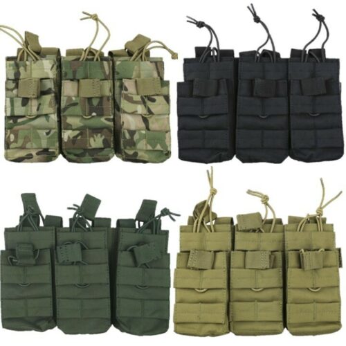 TRIPLE DUO MAG WEBBING POUCH MAGAZINE HOLDER BUNGEE RETAINER ARMY MTP CAMO