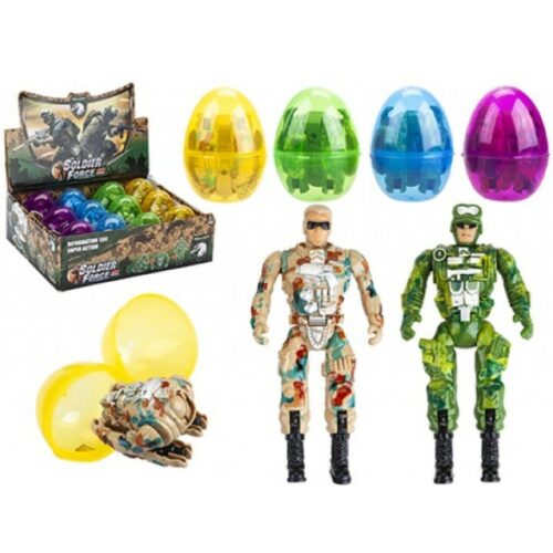 KIDS SURPRISE EGG SOLDIERS 4 ASSORTED COLOUR EGGS ARMY PARTY FAVOUR BOYS GIFT