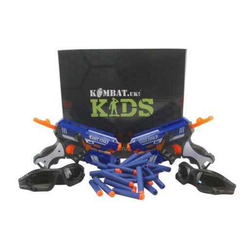 GIFT BOXED Boys Blaze Storm Double Pistol Set Spec-Ops Glasses 40 Foam Bullets