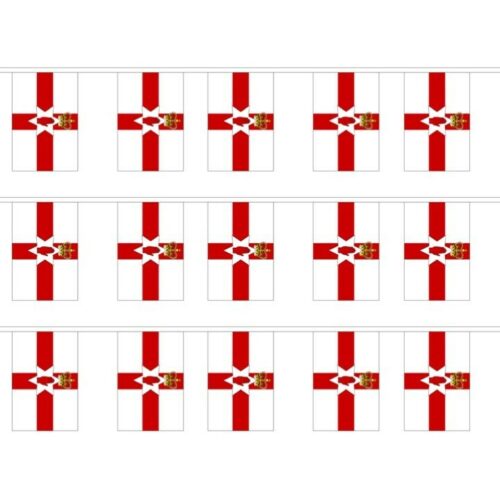 XL Northern Ireland BUNTING 18m Polyester N.I Hand of Ulster Football Decoration