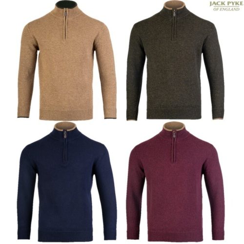 JACK PYKE ASHCOMBE 100% LAMBSWOOL ZIP KNIT PULLOVER JUMPER MENS S-3XL SHOOTING
