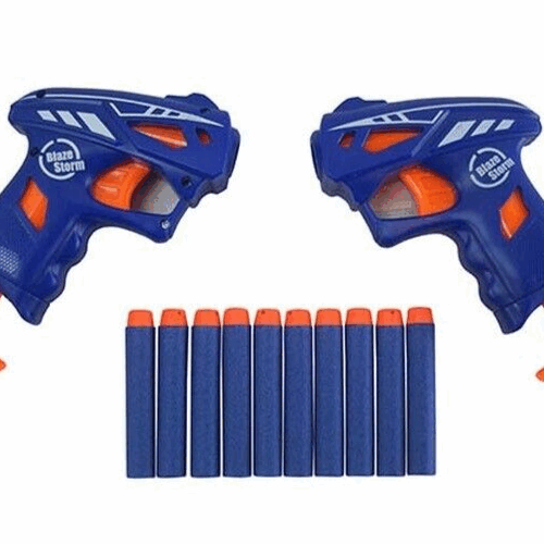 Kids Blaze Storm Double Pistol Gun Set INCLUDES 10 Foam Bullet Darts ARMY BOYS