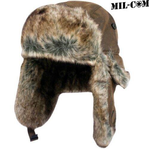 MIL-COM AVIATORS HAT MENS S-XL ACRYLIC FUR WINTER TRAPPER HEADWEAR