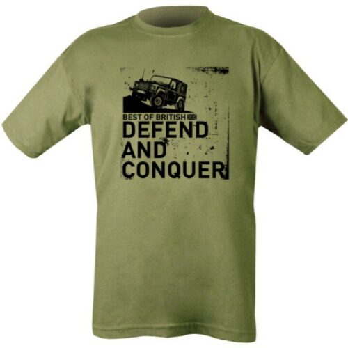 BRITISH ARMY DEFEND & CONQUER T-SHIRT MENS S-2XL MILITARY VEHICLE