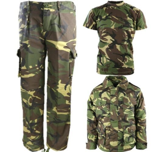 BOYS ARMY SOLDIER OUTFIT TROUSERS T-SHIRT & PADDED COAT KIDS 3-13 YRS DPM CAMO