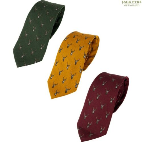 JACK PYKE STAG SILK TIE GIFT BOXED MENS SUIT TIE SHOOTING HUNTING RIFLE