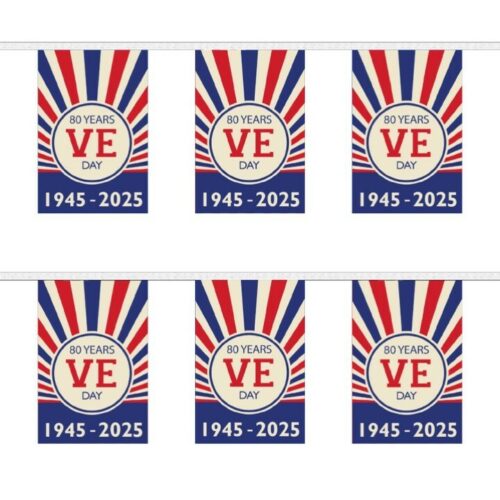 VE DAY 2025 Flag Bunting 80 Years VICTORY IN EUROPE Party Decoration 8th MAY