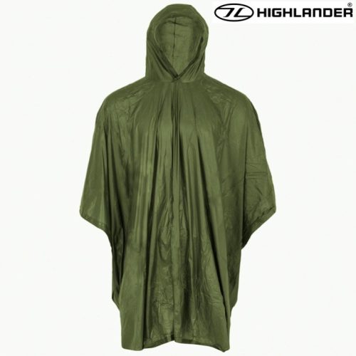 Highlander Multi Purpose Poncho Waterproof Vinyl Hooded Shelter Coat Army Olive
