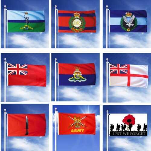 5FT X 3FT MILITARY FLAG BRITISH ARMY REGIMENTS RAF MARINES PARA ENGINEERS GURKHA