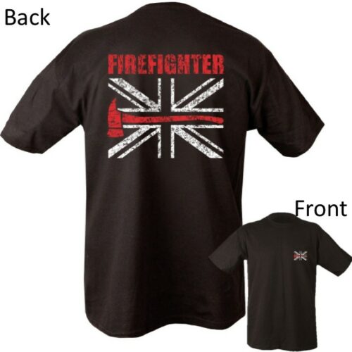 FIREFIGHTER T-SHIRT MENS S-2XL THIN RED LINE TOP FIRE SERVICE FIREMAN UNION JACK