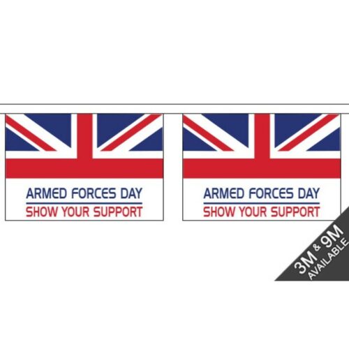 MILITARY BRITISH ARMY ARMED FORCES DAY BUNTING 3m 9m RAF REMEMBRANCE SUPPORT