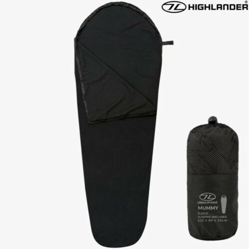 HIGHLANDER SOFT FLEECE BLACK MUMMY SLEEPING BAG LINER 225 X 80 CAMPNG