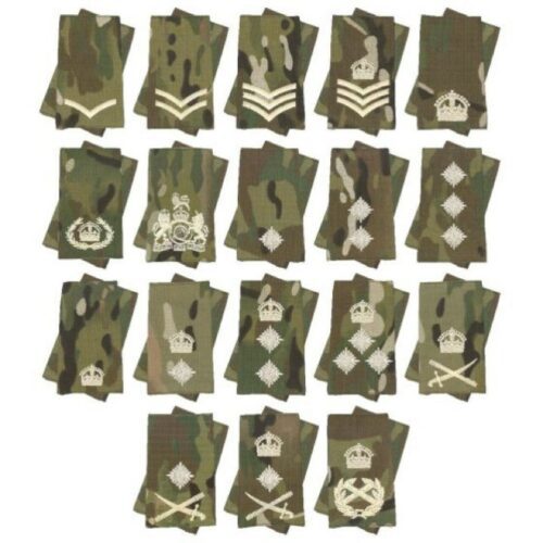 PAIR OF MTP CAMO RANK SLIDES EPAULETTES IVORY THREAD BRITISH ARMY ALL RANKS