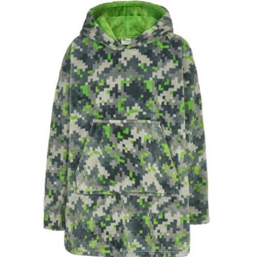 KIDS ARMY PIXEL CAMO FLEECE OVERSIZED HOODIE BLANKET BOYS NIGHTWEAR LOUNGEWEAR