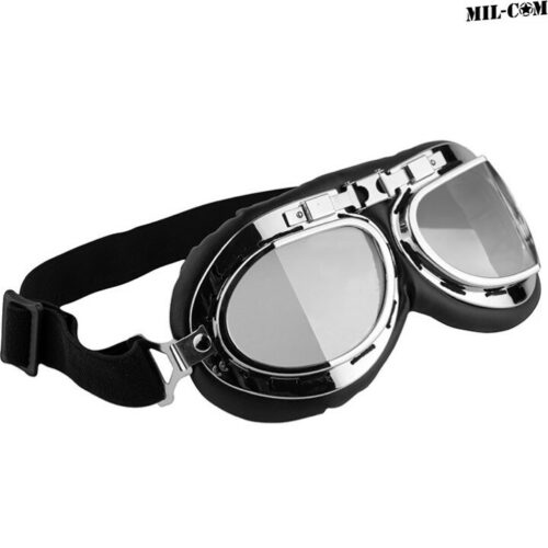 MIL-COM RAF BLACK CHROME FLYERS GOGGLES KIDS ADULTS MILITARY PILOT FANCY DRESS