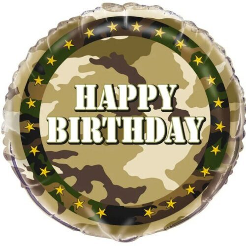 Army Camo Foil Balloon 18" Helium Happy Birthday Camouflage Boys Party Decor