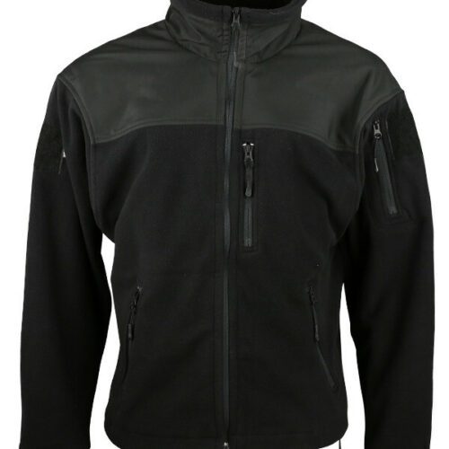DEFENDER TACTICAL FLEECE JACKET MENS S-3XL ZIP HEAVYWEIGHT THERMAL FLEECE BLACK