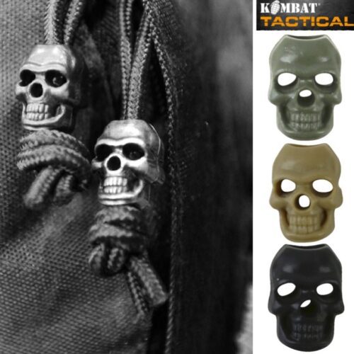 SKULL SHAPED CORD LOCK STOPPER x10 PACK CLOTHING END ARMY NAV BEADS MAP COUNTERS