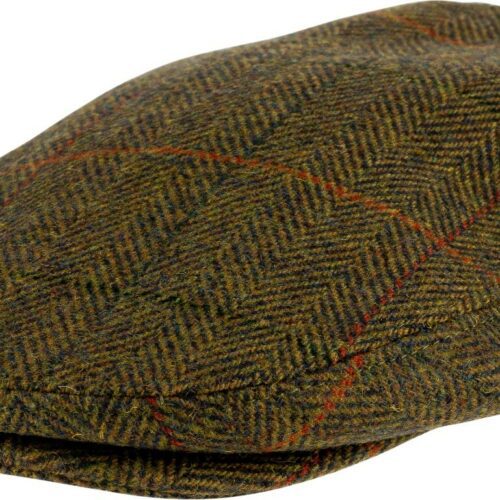 JACK PYKE Wool Blend Tweed Brown Flat Cap Mens Country Hunting Hat Quilted Lined