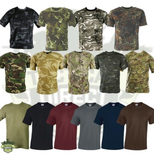 Mens Army Camo T-Shirt S-3XL Military Camouflage Top MTP DPM Desert Urban Black