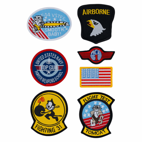 MIL-COM EMBROIDERED USA BADGES X7 FLAG AMERICAN TOP GUN KIDS SEW ON ARMY PATCH