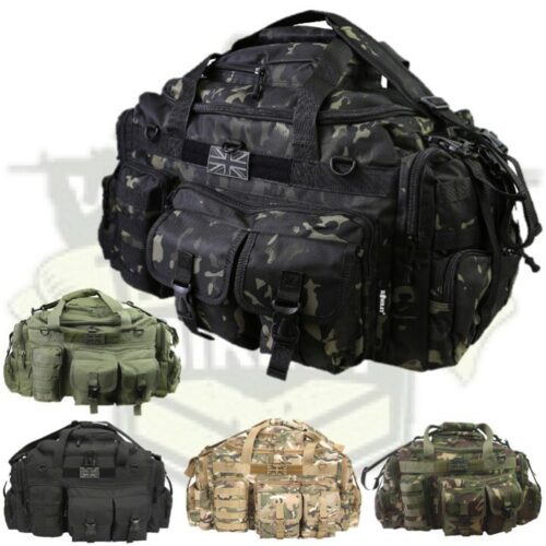 ARMY CAMO SAXON HOLDALL BAG 65 LITRE WEEKEND TRAVEL CADET BAG MTP BTP BLACK CAMO