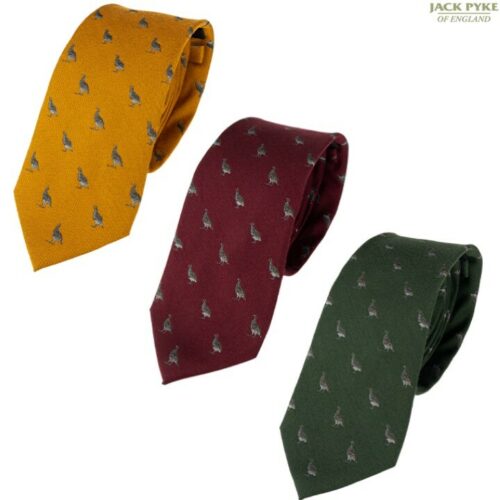 JACK PYKE PARTRIDGE SILK TIE GIFT BOXED MENS SUIT TIE SHOOTING HUNTING RIFLE