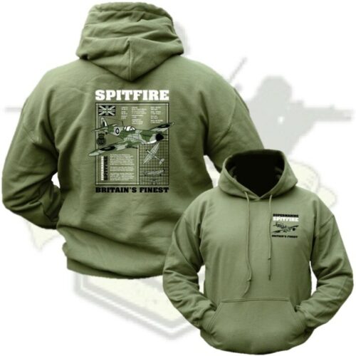 RAF Spitfire Hoodie MENS S-2XL HOODY VETERAN Army Military Britains Finest
