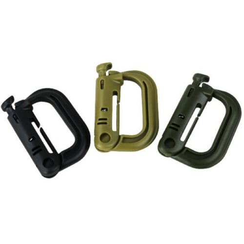 TACTICAL RAPID LOCKS x2 D-RING CARABINA AIRSOFT MOLLE RUCKSACK COMPATIBLE ABS