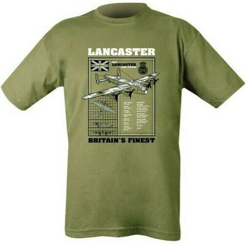 MILITARY LANCASTER T-SHIRT MENS S-2XL RAF ARMY TOP WW2 FIGHTER PLANE 100% COTTON
