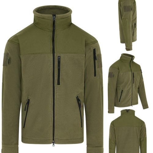 DEFENDER TACTICAL FLEECE JACKET MENS S-3XL ZIP HEAVYWEIGHT THERMAL FLEECE GREEN