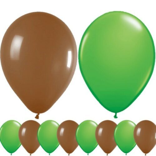 10pk Army Green & Brown Latex Balloons 12" Boys Military Theme Party Decorations