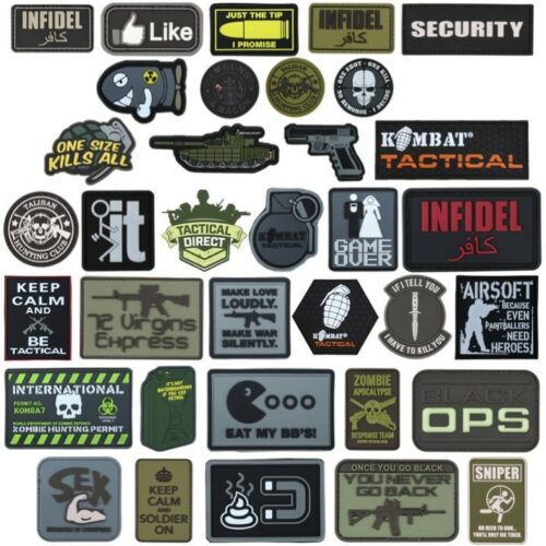 Army Tactical Morale Patch Hook & Loop Rubber Badge Funny Paintballing Zombie UK