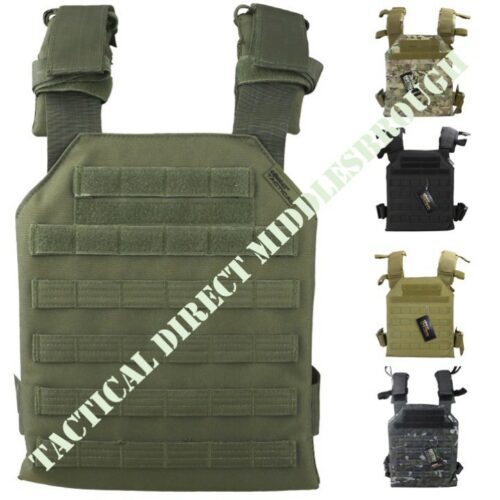TACTICAL VEST LIGHTWEIGHT SPARTAN PLATE CARRIER AIRSOFT BTP BLACK CAMOUFLAGE